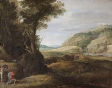 Landscape with St Hubert and the Stag late 16th or early 17th century. Creator: Paul Brill