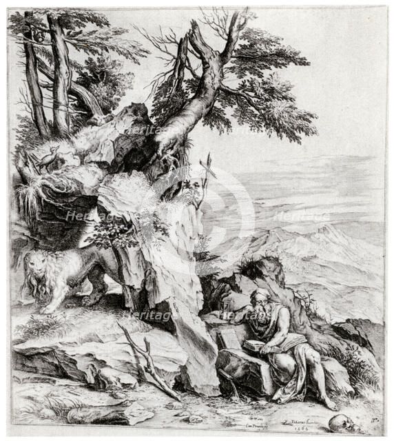 'Landscape with St Jerome', 16th century, (1937). Artist: Cornelis Cort