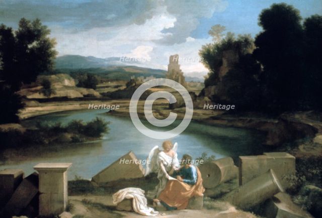 'Landscape with St Matthew and the Angel', c1645. Artist: Nicolas Poussin