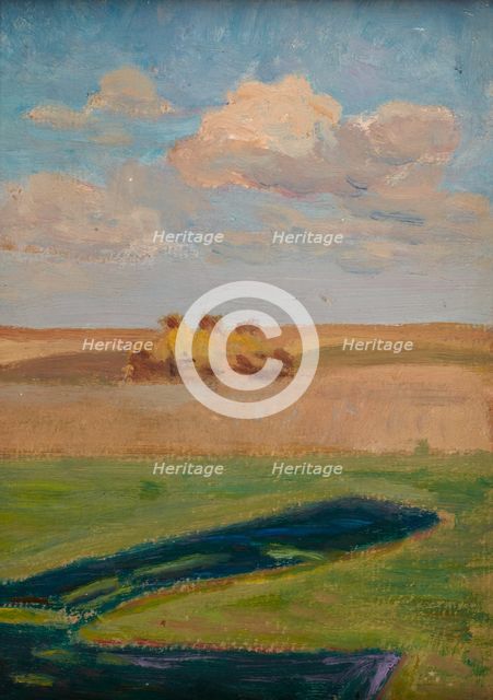 Landscape with Stacks, 1900. Creator: Unknown.