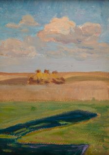 Landscape with Stacks, 1900. Creator: Unknown