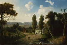 Landscape with Stagecoach, 1856. Creator: Henry Boese