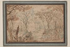 Landscape with Stag Hunt, early 17th century. Creator: Unknown Dutch; After David Vinckboons Flemish, 1576-1629