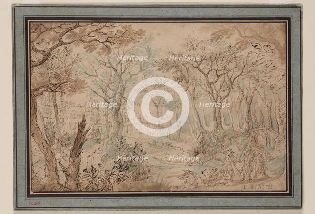 Landscape with Stag Hunt, early 17th century. Creator: Unknown Dutch; After David Vinckboons Flemish, 1576-1629 .