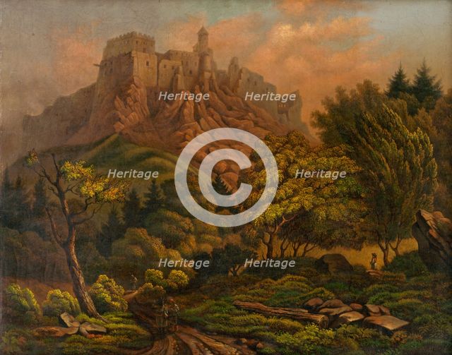 Landscape with Stará Lubovna Castle, 1800-1860. Creator: Unknown.