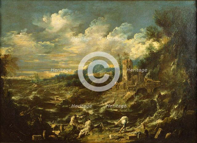 Landscape with Stormy Sea, ca 1720. Artist: Magnasco, Alessandro (1667-1749)
