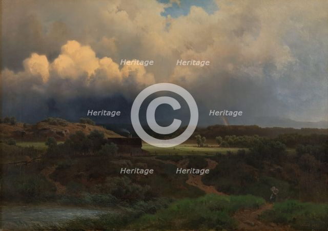Landscape with stormy Sky, 1855. Creator: Joachim Frich.