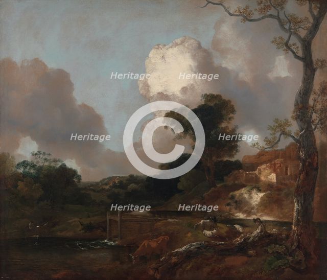 Landscape with Stream and Weir, between 1750 and 1753. Creator: Thomas Gainsborough.