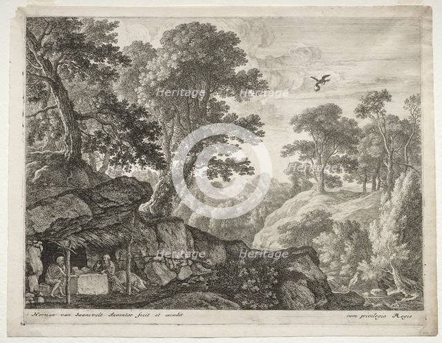 Landscape with Sts. Paul and Anthony. Creator: Herman van Swanevelt (Dutch, c. 1600-1655).