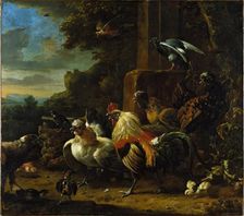 Landscape with Poultry and Birds of Prey, unknown date. Creator: Melchior d'Hondecoeter