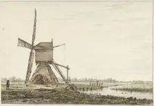 Landscape with polder mill, 1766-1815. Creator: Jacob van Strij