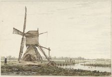 Landscape with polder mill, 1766-1815. Creator: Jacob van Strij