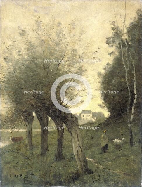 Landscape with Pollard Willows, 1840-1875. Creator: Jean-Baptiste-Camille Corot.