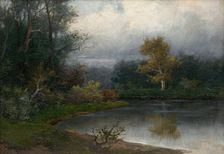 Landscape with pond, c 1900. Creator: Felicián Moczik