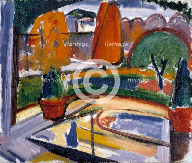 Landscape with Pond--Newman's Yard, ca. 1915-1932. Creator: Carl Newman.