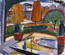 Landscape with Pond--Newman's Yard, ca. 1915-1932. Creator: Carl Newman