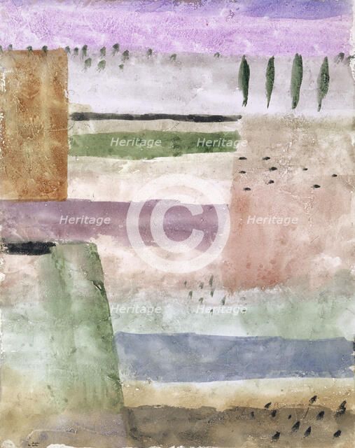 Landscape with Poplars, 1929. Creator: Klee, Paul (1879-1940).