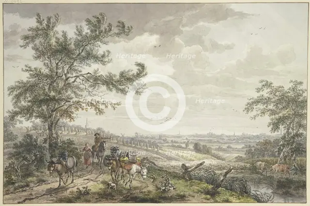 Landscape with Pack Donkeys, near Hilversum, (1779?). Creator: Egbert van Drielst.