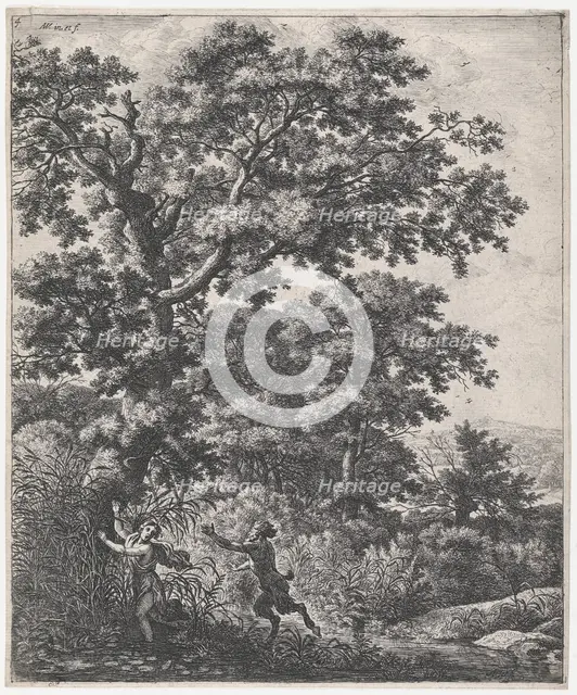 Landscape With Pan and Syrinx, 17th century. Creator: Anthonie Waterloo.