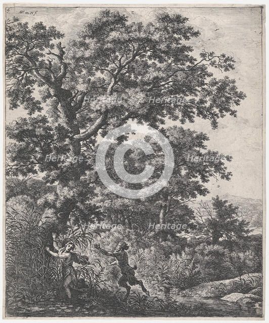 Landscape With Pan and Syrinx, 17th century. Creator: Anthonie Waterloo.