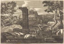 Landscape with Peasant and his Herd. Creator: Sébastien Bourdon