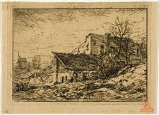 Landscape with Peasant Dwellings and Mill, 1846. Creator: Charles Emile Jacque