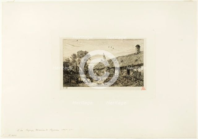 Landscape with Peasant Home, 1845. Creator: Charles Emile Jacque.
