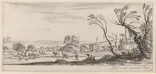 Landscape with Peasant Preparing to Cross a Stream, in or before 1647. Creator: Stefano della Bella