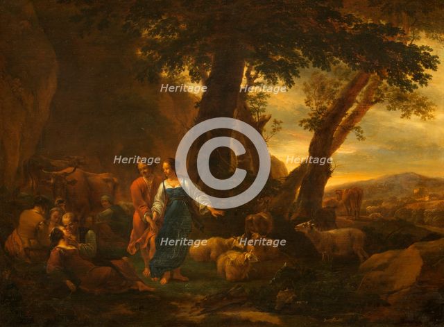 Landscape with Peasants and Cattle. Creator: Nicolaes Berchem.