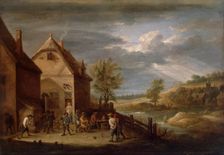 Landscape with Peasants Bowling, 1640. Creator: David Teniers II