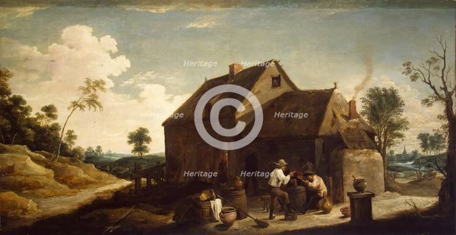 Landscape with Peasants before an Inn, 1630. Creator: David Teniers II.