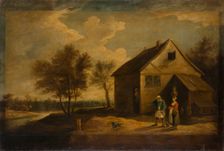 Landscape with Peasants in Front of their Farm, 17th century. Creator: Workshop of David Teniers the Younger