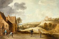 Landscape with Peasants Playing Bowls Outside an Inn, c1660. Creator: David Teniers II