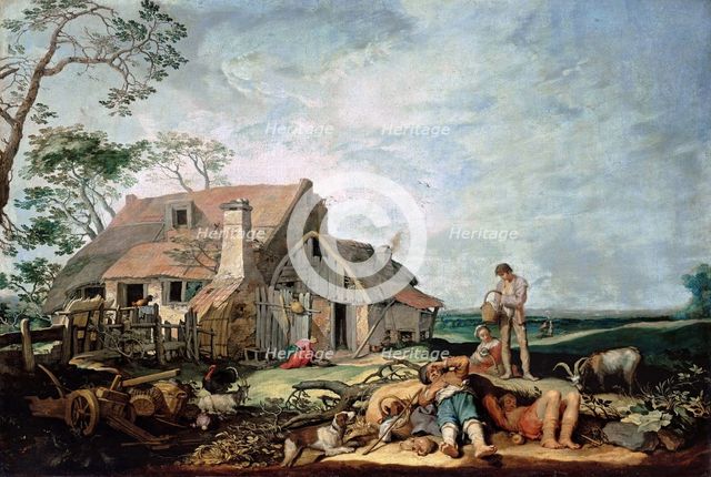 Landscape with Peasants Resting, Tobias and the Angel, 1650. Artist: Bloemaert, Abraham (1566-1651)