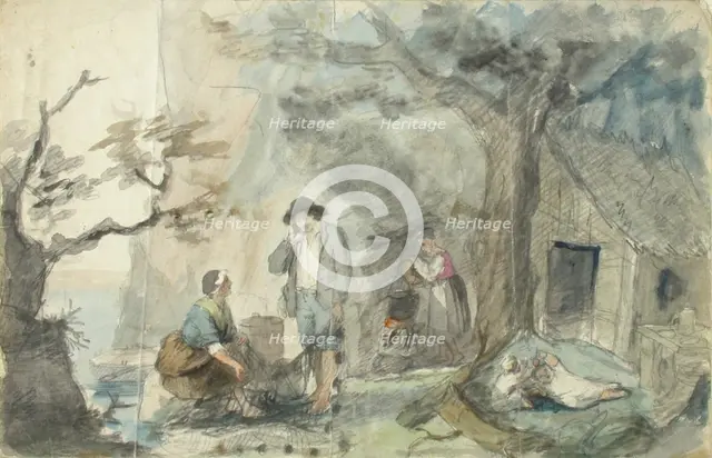 Landscape with People, 1840-1874. Creator: Robert Wilhelm Ekman.