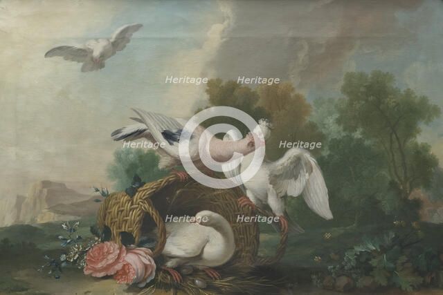 Landscape with Pigeons, c18th century. Creator: Unknown.