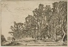 Landscape with Plank-Hedges and Man Bearing Wood, 1621. Creator: Willem Pietersz. Buytewech