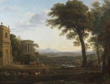 Landscape with Psyche's father sacrificing at the Temple of Apollo in Miletos. Creator: Nicolas-Didier Boguet