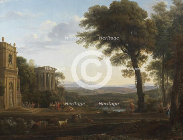 Landscape with Psyche's father sacrificing at the Temple of Apollo in Miletos. Creator: Nicolas-Didier Boguet.