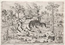 Landscape with Putti, c. 1550. Creator: Léon Davent (French)