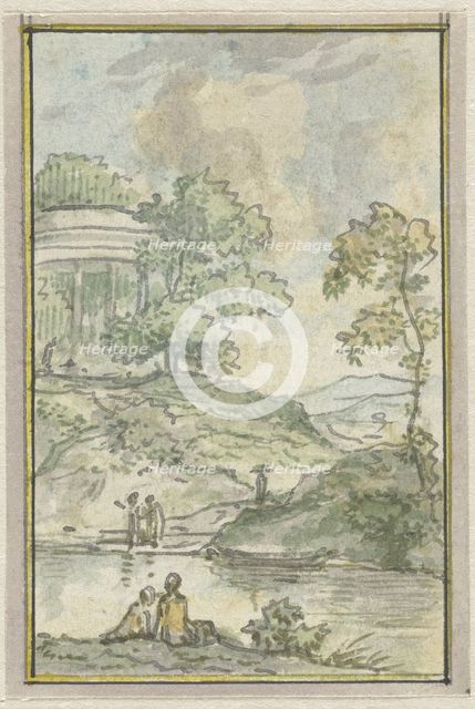 Landscape with round temple, 1752-1819. Creators: Juriaan Andriessen, Isaac de Moucheron.