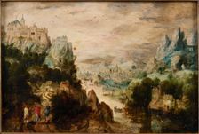 Landscape with Road to Emmaus, c.1540. Creator: Herri met de Bles, Henri de (1510-1550)