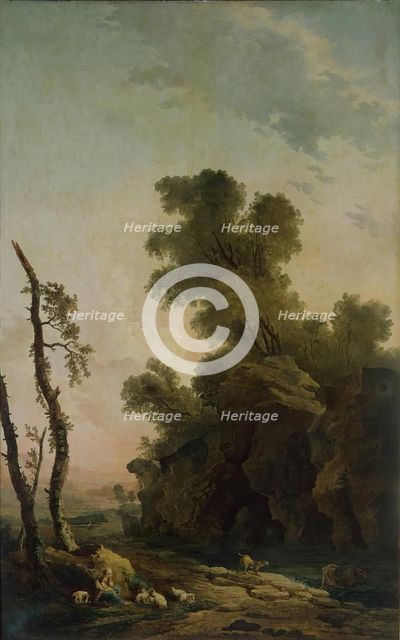 Landscape with Rocks, 1773. Creator: Hubert Robert.