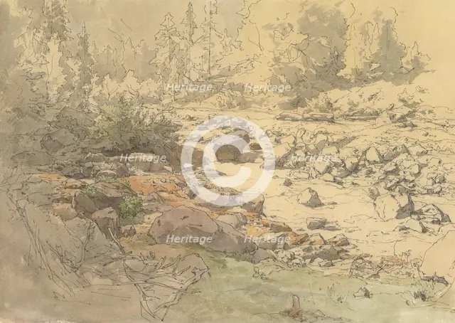 Landscape with Rocks in a River (near Kronau?), 19th-early 20th century. Creator:  Eduard Peithner von Lichtenfels.