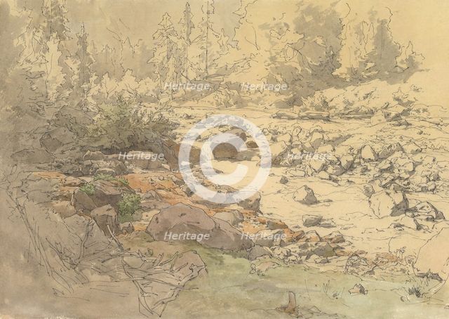 Landscape with Rocks in a River (near Kronau?), 19th-early 20th century. Creator:  Eduard Peithner von Lichtenfels.