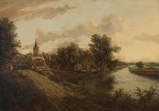 Landscape with rolling bridge, c.1660. Creator: Anon