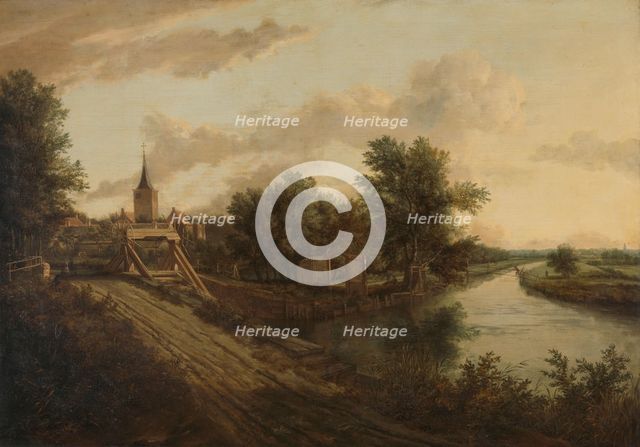 Landscape with rolling bridge, c.1660. Creator: Anon.