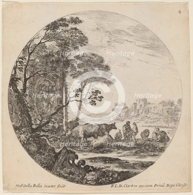 Landscape with Roman Ruins, 1646. Creator: Stefano della Bella.