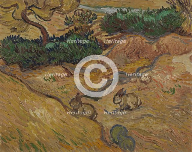 Landscape with Rabbits , 1889. Creator: Gogh, Vincent, van (1853-1890).