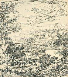Landscape with rainbow late 18th-early 19th century, (1943). Creator: Joseph Anton Koch